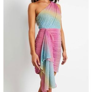 PRISM LUREX ONE SHOULDER MINI DRESS  - PATBO